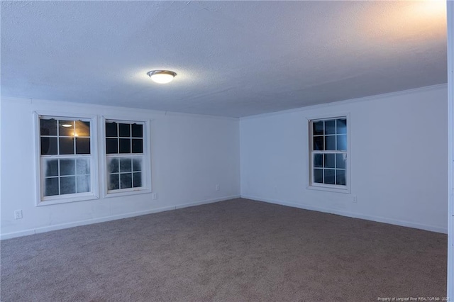 carpeted spare room featuring a textured ceiling