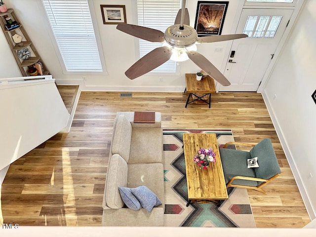 living room with hardwood / wood-style flooring