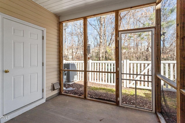 view of unfurnished sunroom