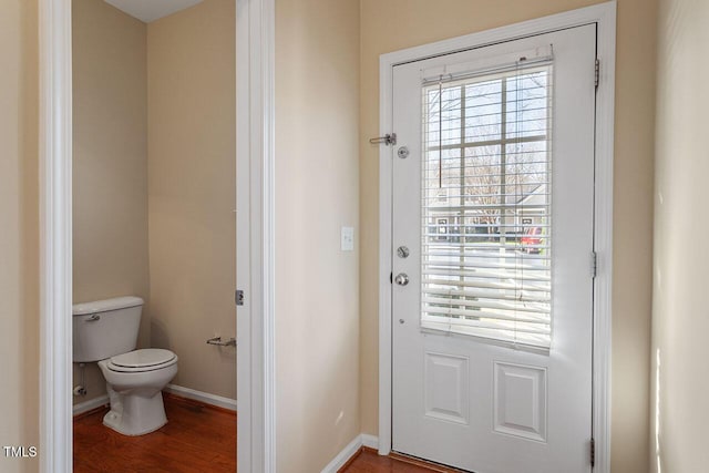 doorway to outside with hardwood / wood-style floors