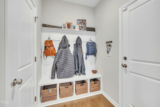 mudroom with light wood-type flooring