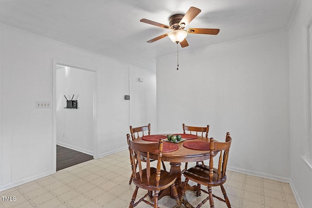 dining area featuring ceiling fan