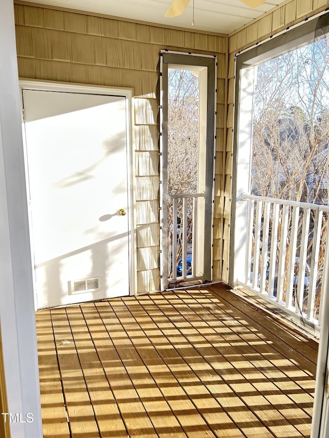 view of unfurnished sunroom