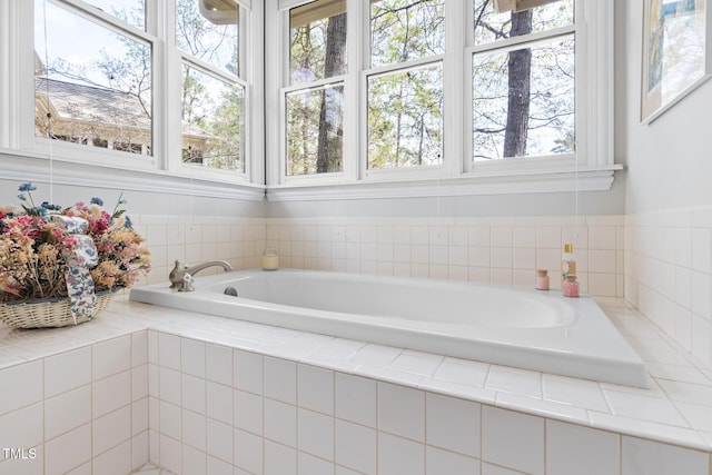 bathroom featuring a garden tub