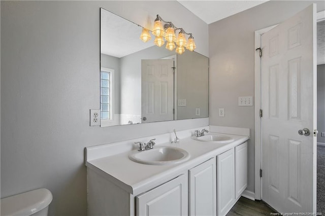 bathroom with toilet and vanity