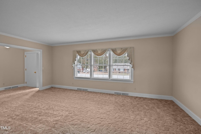 spare room with carpet flooring and ornamental molding