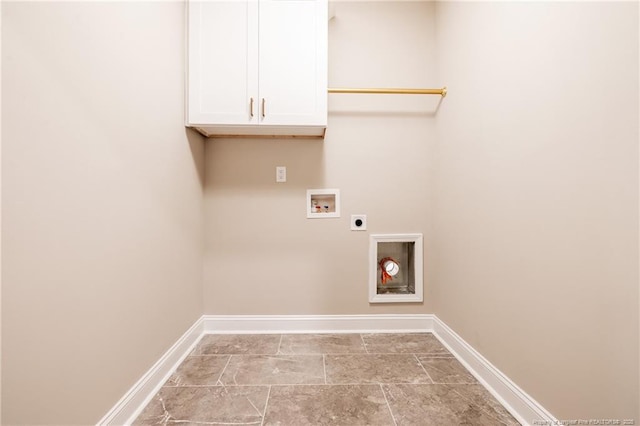 laundry area with washer hookup, cabinets, and hookup for an electric dryer