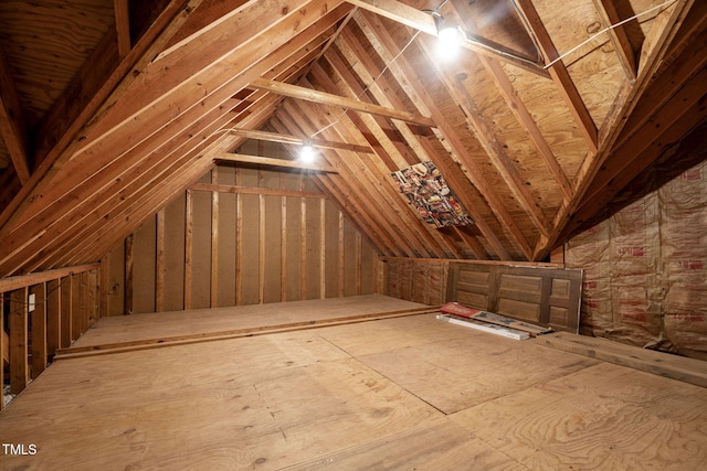 view of unfinished attic