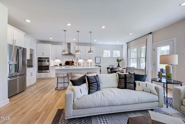 living room featuring light hardwood / wood-style floors