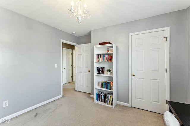 interior space with a chandelier