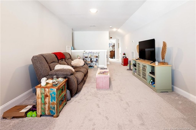 living room featuring carpet floors