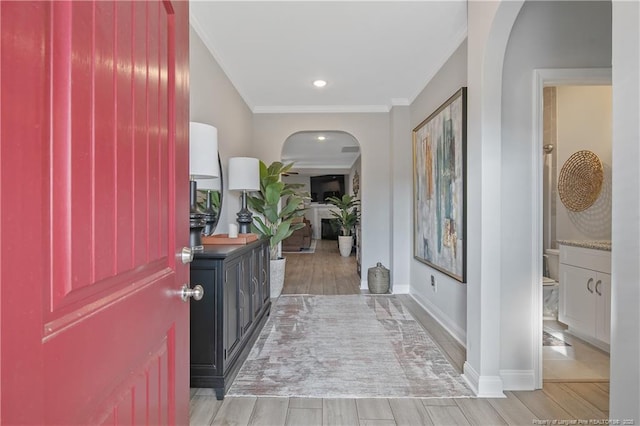 foyer with ornamental molding