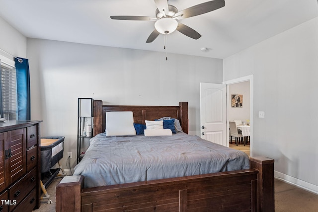 bedroom featuring ceiling fan