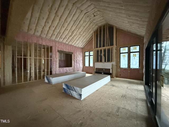 misc room featuring high vaulted ceiling