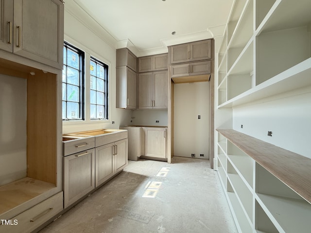 kitchen with open shelves