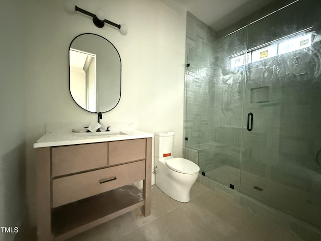 7013 Buckhead Dr, Raleigh, NC 27615 - full bathroom with toilet, tile patterned floors, a shower stall, and vanity