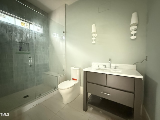 7013 Buckhead Dr, Raleigh, NC 27615 - full bathroom featuring vanity, toilet, a shower stall, and tile patterned floors