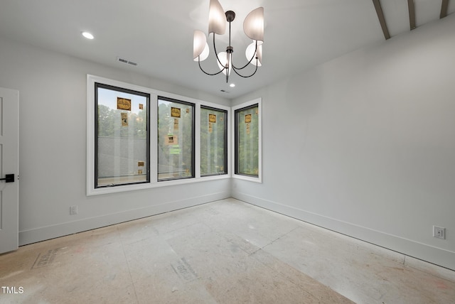 7013 Buckhead Dr, Raleigh, NC 27615 - spare room with plenty of natural light, a chandelier, and recessed lighting