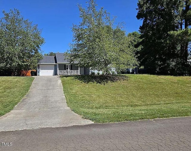 view of front facade with a garage and a front lawn