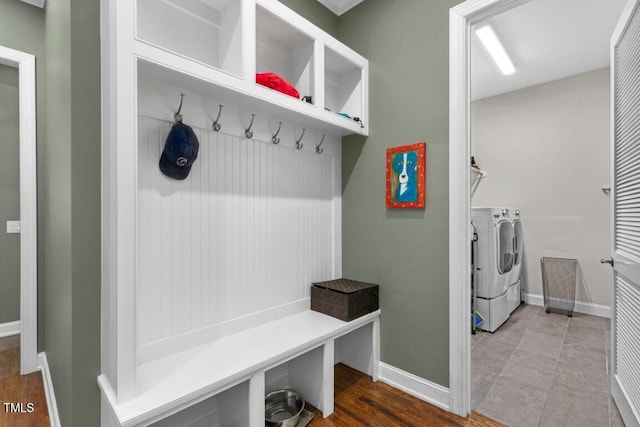 mudroom featuring separate washer and dryer