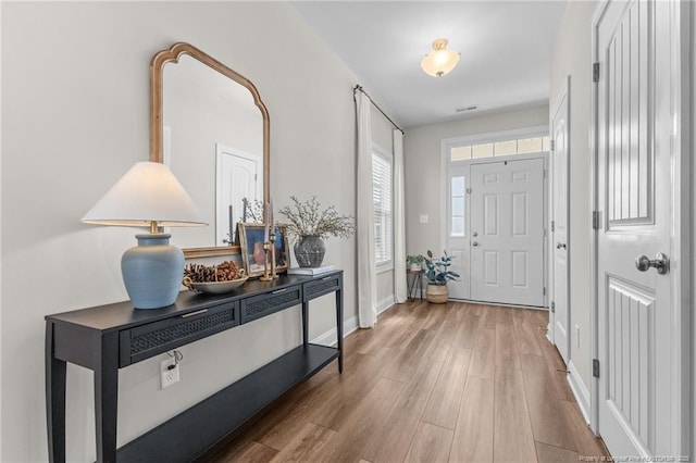 foyer entrance featuring wood-type flooring