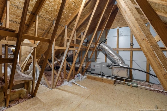 view of unfinished attic