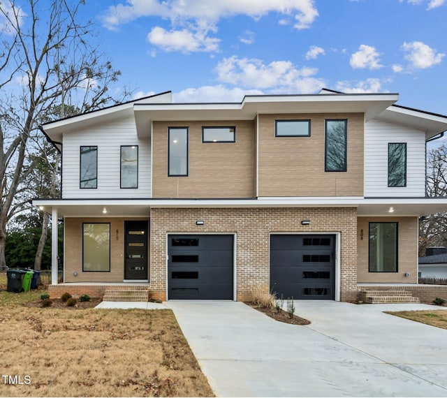 contemporary home with a garage