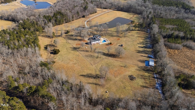 birds eye view of property featuring a rural view
