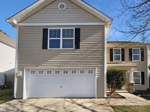 view of front property with a garage