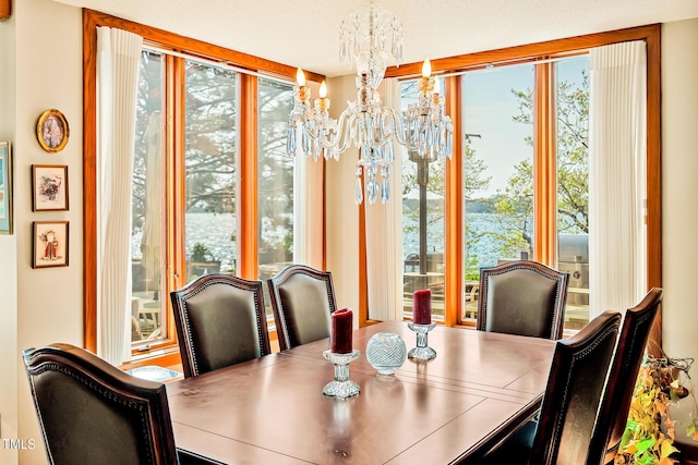 dining room with a notable chandelier and a healthy amount of sunlight