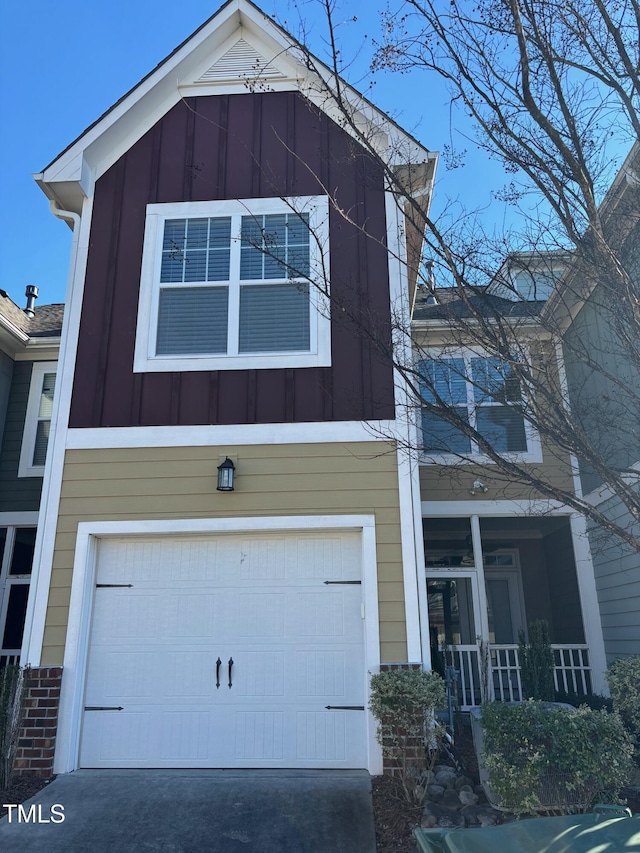 view of property exterior with a garage