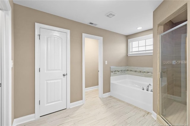 bathroom with plus walk in shower