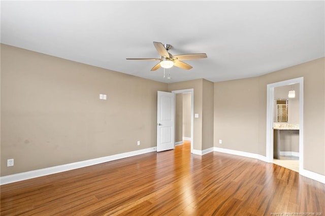 unfurnished room with light hardwood / wood-style floors and ceiling fan