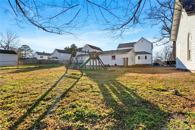 view of yard with a playground