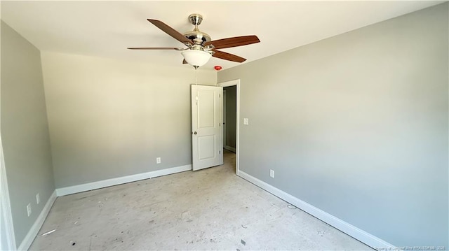 425 Shawcroft Rd, Fayetteville, NC 28311 - unfurnished bedroom featuring baseboards, concrete flooring, and ceiling fan