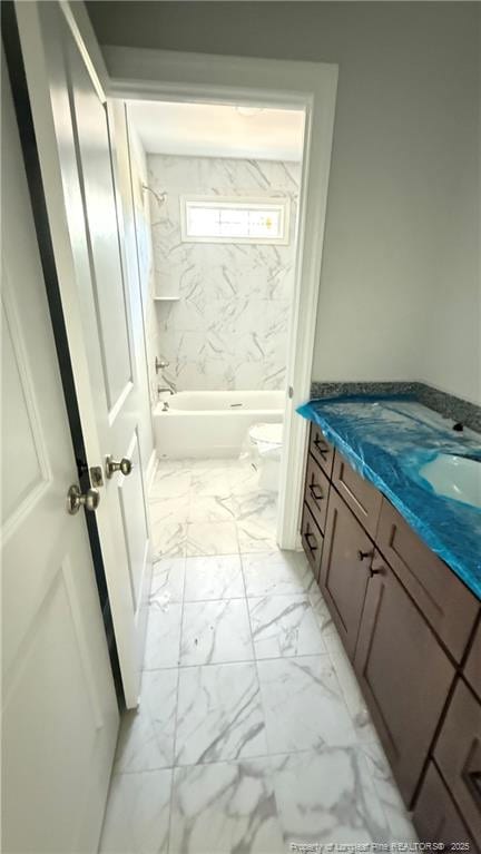 425 Shawcroft Rd, Fayetteville, NC 28311 - full bathroom with vanity, marble finish floor, shower / bathing tub combination, and toilet