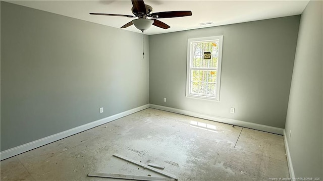 425 Shawcroft Rd, Fayetteville, NC 28311 - unfurnished room featuring baseboards, a ceiling fan, and visible vents