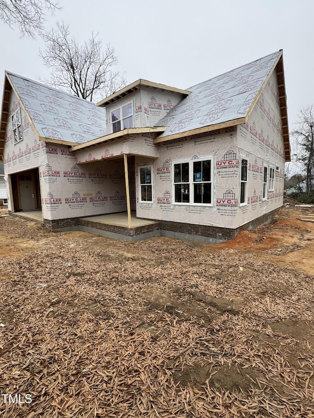 exterior space with a garage