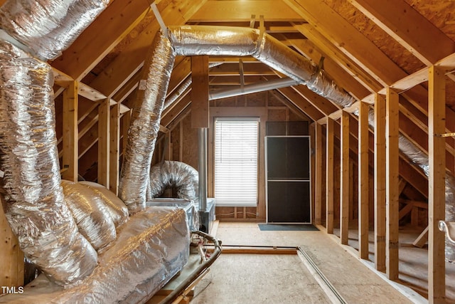 view of unfinished attic