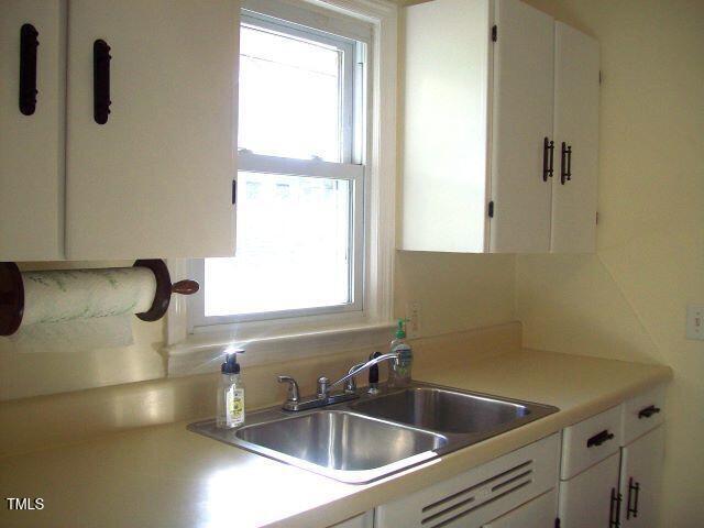 kitchen with white cabinets, sink, and a wealth of natural light