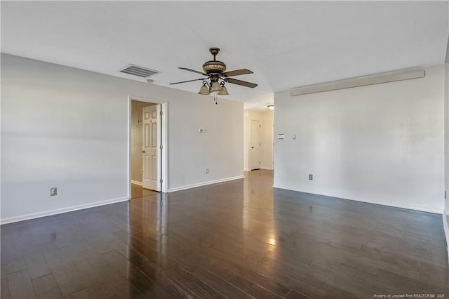 255 Heartwood Dr, Raeford, NC 28376 - unfurnished room with ceiling fan and dark hardwood / wood-style flooring