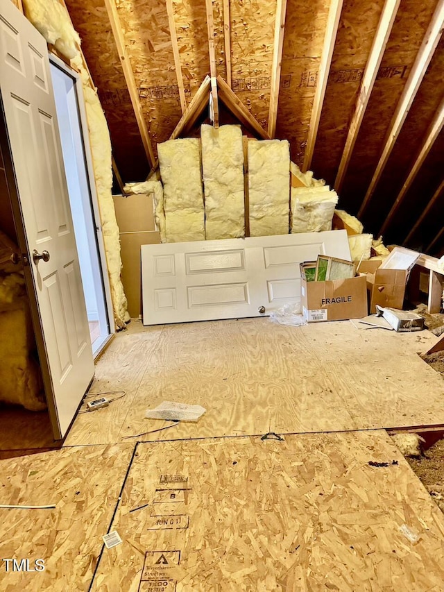 view of unfinished attic