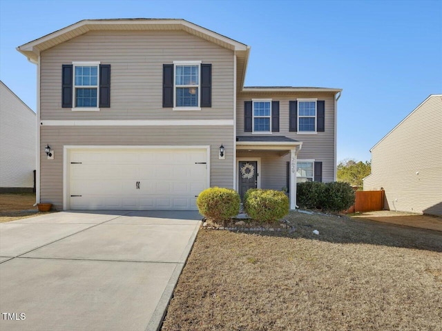 front facade with a garage