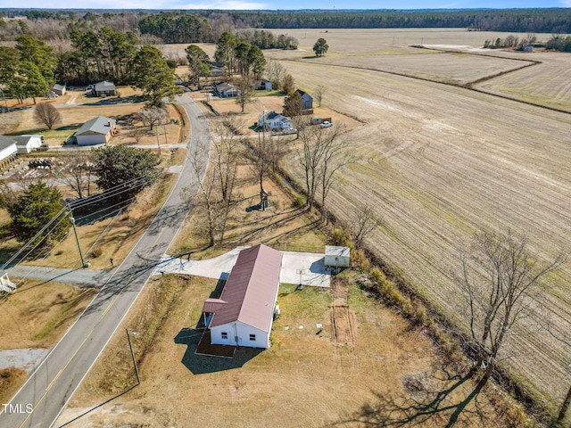 drone / aerial view featuring a rural view