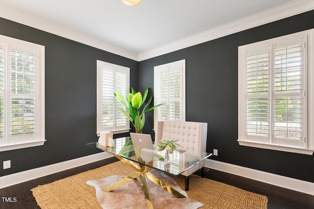 1141 Barley Stone Way, Raleigh, NC 27603 - dining space featuring plenty of natural light, baseboards, ornamental molding, and wood finished floors
