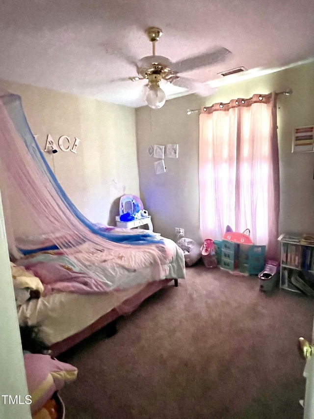 bedroom with carpet and ceiling fan