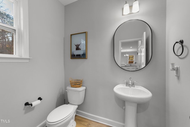 bathroom featuring sink, a wealth of natural light, and toilet