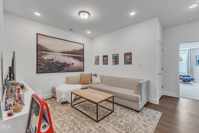 living room with hardwood / wood-style floors