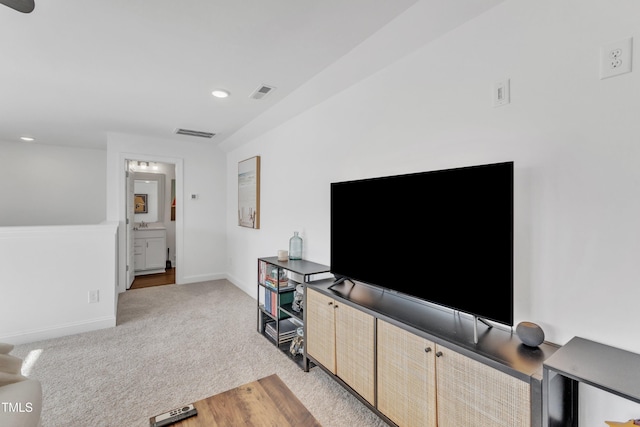 living room with light carpet