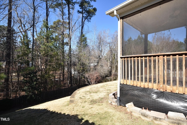 view of yard featuring a wooden deck